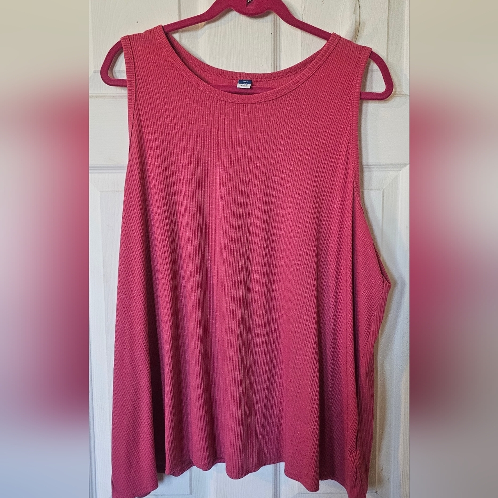 Old Navy Pink Ribbed Sleeveless Tank Top